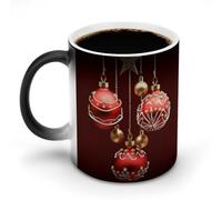 hgyujh Discoloration Mug Color Changing Mugs Christmas Balls Bellsprinted Heat Changing Mug Ceramic Heat Sensitive Coffee Cup Add Coffee Or Tea and A Happy Little Scene Appears