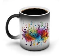hgyujh Discoloration Mug Color Changing Mugs Colorful Musicprinted Heat Changing Mug Ceramic Heat Sensitive Coffee Cup Add Coffee Or Tea and A Happy Little Scene Appears