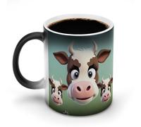 hgyujh Discoloration Mug Color Changing Mugs Cute Cowprinted Heat Changing Mug Ceramic Heat Sensitive Coffee Cup Add Coffee Or Tea and A Happy Little Scene Appears