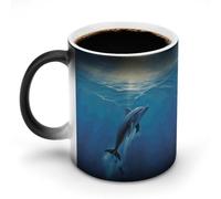 hgyujh Discoloration Mug Color Changing Mugs Dolphin in The Oceanprinted Heat Changing Mug Ceramic Heat Sensitive Coffee Cup Add Coffee Or Tea and A Happy Little Scene Appears