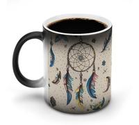 hgyujh Discoloration Mug Color Changing Mugs Dream Catcher and Moonprinted Heat Changing Mug Ceramic Heat Sensitive Coffee Cup Add Coffee Or Tea and A Happy Little Scene Appears