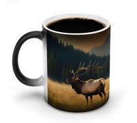 hgyujh Discoloration Mug Color Changing Mugs Elk in The Meadowprinted Heat Changing Mug Ceramic Heat Sensitive Coffee Cup Add Coffee Or Tea and A Happy Little Scene Appears