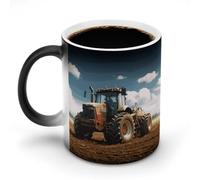 hgyujh Discoloration Mug Color Changing Mugs Fantasy Farm Tractorprinted Heat Changing Mug Ceramic Heat Sensitive Coffee Cup Add Coffee Or Tea and A Happy Little Scene Appears