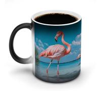 hgyujh Discoloration Mug Color Changing Mugs Flamingo in Waterprinted Heat Changing Mug Ceramic Heat Sensitive Coffee Cup Add Coffee Or Tea and A Happy Little Scene Appears