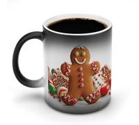 hgyujh Discoloration Mug Color Changing Mugs Gingerbread Man Candyprinted Heat Changing Mug Ceramic Heat Sensitive Coffee Cup Add Coffee Or Tea and A Happy Little Scene Appears