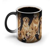 hgyujh Discoloration Mug Color Changing Mugs Golden Retrieversprinted Heat Changing Mug Ceramic Heat Sensitive Coffee Cup Add Coffee Or Tea and A Happy Little Scene Appears