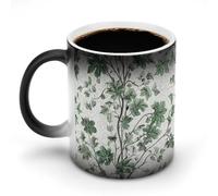 hgyujh Discoloration Mug Color Changing Mugs Green Leaves and Vinesprinted Heat Changing Mug Ceramic Heat Sensitive Coffee Cup Add Coffee Or Tea and A Happy Little Scene Appears