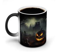 hgyujh Discoloration Mug Color Changing Mugs Halloween Horrorprinted Heat Changing Mug Ceramic Heat Sensitive Coffee Cup Add Coffee Or Tea and A Happy Little Scene Appears