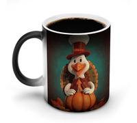 hgyujh Discoloration Mug Color Changing Mugs Happy Thanksgiving Turkeyprinted Heat Changing Mug Ceramic Heat Sensitive Coffee Cup Add Coffee Or Tea and A Happy Little Scene Appears