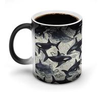 hgyujh Discoloration Mug Color Changing Mugs Killer Whaleprinted Heat Changing Mug Ceramic Heat Sensitive Coffee Cup Add Coffee Or Tea and A Happy Little Scene Appears