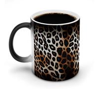 hgyujh Discoloration Mug Color Changing Mugs Leopard Printprinted Heat Changing Mug Ceramic Heat Sensitive Coffee Cup Add Coffee Or Tea and A Happy Little Scene Appears