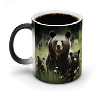 hgyujh Discoloration Mug Color Changing Mugs Mama Bearprinted Heat Changing Mug Ceramic Heat Sensitive Coffee Cup Add Coffee Or Tea and A Happy Little Scene Appears