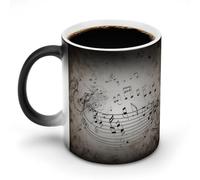 hgyujh Discoloration Mug Color Changing Mugs Music Note Wallprinted Heat Changing Mug Ceramic Heat Sensitive Coffee Cup Add Coffee Or Tea and A Happy Little Scene Appears