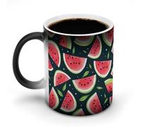 hgyujh Discoloration Mug Color Changing Mugs Watermelon Patternprinted Heat Changing Mug Ceramic Heat Sensitive Coffee Cup Add Coffee Or Tea and A Happy Little Scene Appears