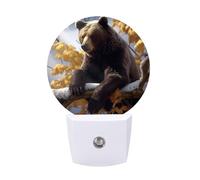hgyujh Night Lights Plug Into Bear on The Branch Printed Wall Nightlight Dusk to Dawn Night Lamp for Stairway Hallway Bedroom