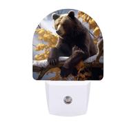 hgyujh Night Lights Plug Into Bear on The Branch Printed Wall Nightlight Dusk to Dawn Night Lamp for Stairway Hallway Bedroom