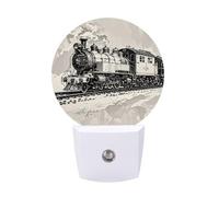 hgyujh Night Lights Plug Into Country Railway Train Printed Wall Nightlight Dusk to Dawn Night Lamp for Stairway Hallway Bedroom