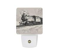 hgyujh Night Lights Plug Into Country Railway Train Printed Wall Nightlight Dusk to Dawn Night Lamp for Stairway Hallway Bedroom