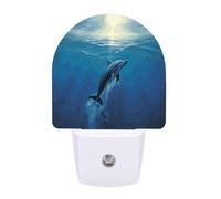 hgyujh Night Lights Plug Into Dolphin in The Ocean Printed Wall Nightlight Dusk to Dawn Night Lamp for Stairway Hallway Bedroom