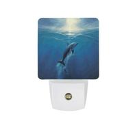 hgyujh Night Lights Plug Into Dolphin in The Ocean Printed Wall Nightlight Dusk to Dawn Night Lamp for Stairway Hallway Bedroom