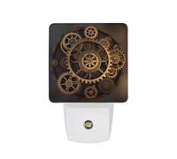 hgyujh Night Lights Plug Into Gears Clock Bronze Century Printed Wall Nightlight Dusk to Dawn Night Lamp for Stairway Hallway Bedroom