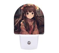 hgyujh Night Lights Plug Into Little Woman in Anime Printed Wall Nightlight Dusk to Dawn Night Lamp for Stairway Hallway Bedroom