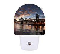 hgyujh Night Lights Plug Into New York Bridge Printed Wall Nightlight Dusk to Dawn Night Lamp for Stairway Hallway Bedroom