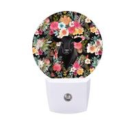 hgyujh Night Lights Plug Into Steer Floral Printed Wall Nightlight Dusk to Dawn Night Lamp for Stairway Hallway Bedroom