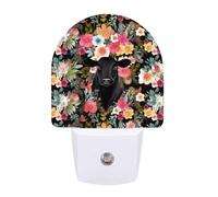 hgyujh Night Lights Plug Into Steer Floral Printed Wall Nightlight Dusk to Dawn Night Lamp for Stairway Hallway Bedroom