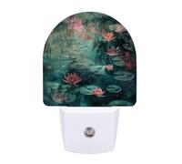hgyujh Night Lights Plug Into Water Lily Pond Printed Wall Nightlight Dusk to Dawn Night Lamp for Stairway Hallway Bedroom