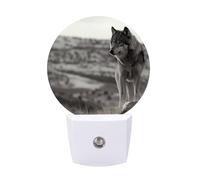 hgyujh Night Lights Plug Into Wolf On The Grass Printed Wall Nightlight Dusk to Dawn Night Lamp for Stairway Hallway Bedroom