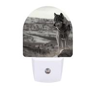 hgyujh Night Lights Plug Into Wolf On The Grass Printed Wall Nightlight Dusk to Dawn Night Lamp for Stairway Hallway Bedroom