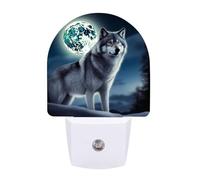 hgyujh Night Lights Plug Into Wolf Under Moon Printed Wall Nightlight Dusk to Dawn Night Lamp for Stairway Hallway Bedroom