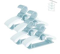 HGYZE Baby Hangers for Closet 20pcs 11-14" Kid Hanger for Nursery, Adjustable Infant Cloth Hanger for 0-18yrs Girl Boy, Plastic Newborn Coat Hanger, Non-Slip Child Pant Rack for Toddler, Blue & White