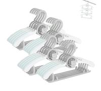 HGYZE Baby Hangers for Kids Clothes Closet, Adjustable Infant Baby Coat Hangers 0-12 Months, 20pcs Extendable Toddler Hanger for Children Girl, Non-Slip Nursery Hanger with Grey Bear