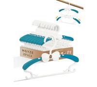 HGYZE Baby Hangers for Kids Clothes Closet, Adjustable Infant Baby Coat Hangers 0-12 Months, 20pcs Extendable Toddler Hanger for Children Boy, Non-Slip Blue Nursery Hanger with White Bow
