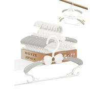 HGYZE Baby Hangers for Kids Clothes Closet, Adjustable Infant Baby Coat Hangers 0-12 Months, 20pcs Extendable Toddler Hanger for Children Girl and Boy, Non-Slip Grey Nursery Hanger with White Bow