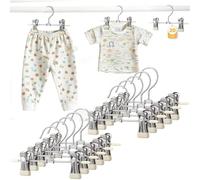 HGYZE Baby Hangers with Clips for Pants, Skirts, Clothes, Non Slip Space Saving Kids Hangers for Closet Organization, Baby Essentials Closest Organizer 20 Pack, Beige