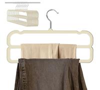 HGYZE Velvet Hangers for Trouser Double - Layer with Non Slip Bar,10 Pack Felt Pants Hanger,2 Tier Trouser Hangers Space Saving with 360° Swivel Hook for Dresses, Shorts, Jeans, Slack, Beige