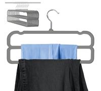 HGYZE Velvet Pants Hangers Double - Layer with Non Slip Bar,10 Pack Felt trouser Hanger,2 Tier Space Saving with 360° Swivel Hook for Dresses, Shorts, Jeans, Slack, Grey