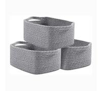 HGZBS Cotton Rope Storage Baskets for Shelves, Decorative Woven Baskets for Closet Storage, Laundry Basket for Toy Towel Storage, Empty Gift Basket for Bathroom Organizer (Grey)