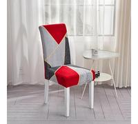 HGZGF Chair Covers Red Grey Dining Chair Covers Soft Elastic Spandex Chair Cover Removable Dining Chair Slipcovers Washable Dining Room Chair Covers Durable Dining Chair Covers Set of 6
