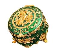 HGZHNAT Decorative Enameled Trinket Box For Necklace Rings Elegant Metal Storage Container For Jewelry Collection Metal Desktop Organiser