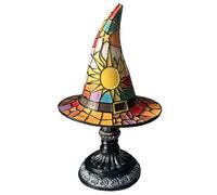 HGZHNAT Witches Hat Bedside Lamp, Witch Lamps Stained Glass, Halloween Night Lights, Witch's Lamp, Handcrafted Resin Decors, Mysterious Charm Ambient Glows Bedroom Gothic Decors