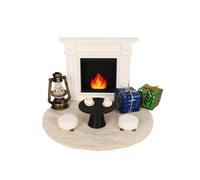 HGZLQKD 10 Pieces Miniature Christmas Scene | Flame Effect, Dollhouse Scene Set with Fireplace, Tabletop, Decorations, for Dollhouses, Beige