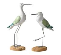HGZLQKD 2x Wooden Seagull Figurines, Sea Animal Figurine Desktop Ornaments, Rustic Sea Bird Sculpture Vintage Bird Statue for Kitchen, Green White