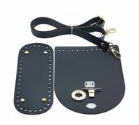 HGZLQKD 3 Pieces Synthetic Handbag Kit Bag Bottom Secure Flap Shoulder Strap PU Leather Polished Texture Metal Parts suitable for sewing enthusiasts craft rooms DIY woven bag building, Black