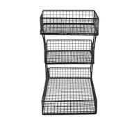 HGZLQKD 3 Tier Fruit Basket Bowl,Metal Wire Basket Storage Stand Iron for Kitchen Counter Fruit Holder for Produce Fruit Bread Onions, Black
