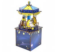 HGZLQKD 3D Puzzle Music Box Wooden DIY Whirligig Rotating Hand Assembly Decorative Case Suitable for Desk Display Collection Gift Giving Creative Hobby, Night Carousel BYH911