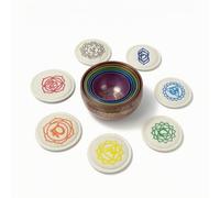 HGZLQKD 7 Pieces Meditation Sound Bowl Set Singing Tone Mindfulness With Clear Sustained Notes Copper Material Polished Interior Rounded, Rainbow Chakra Bowls With Rainbow Mats